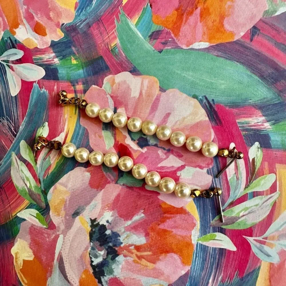 Faux pearl hoop earrings